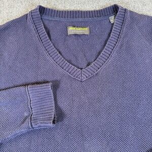 John Bartlett Consensus Mens Navy Blue 100% Cotton V-Neck Knit Sweater M 3270